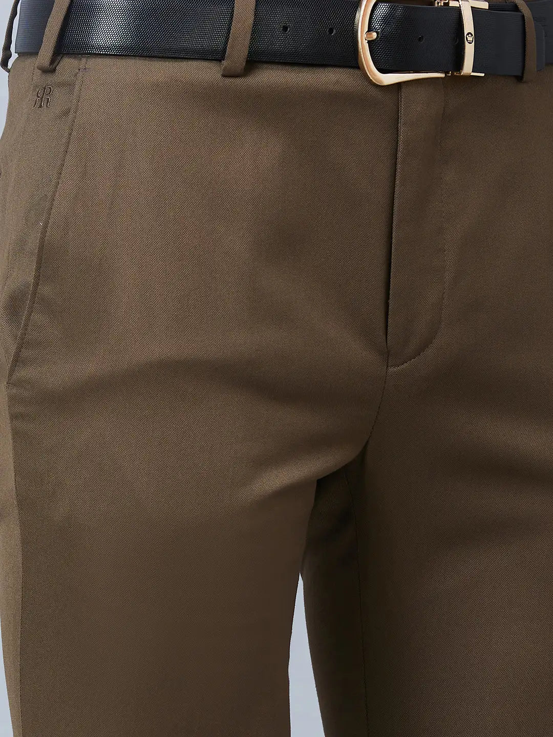 Raymond Men Blue Solid Slim Fit Polyester Blend Trousers