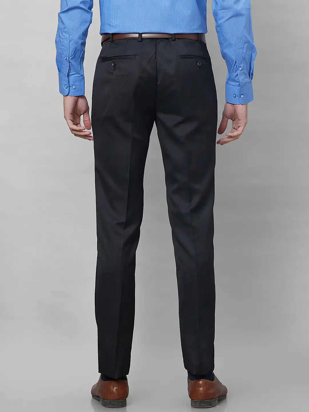 Raymond Men Grey Solid Slim Fit Polyester Blend Trouser