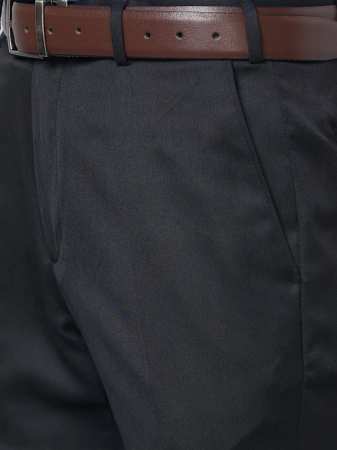 Raymond Men Grey Solid Slim Fit Polyester Blend Trouser