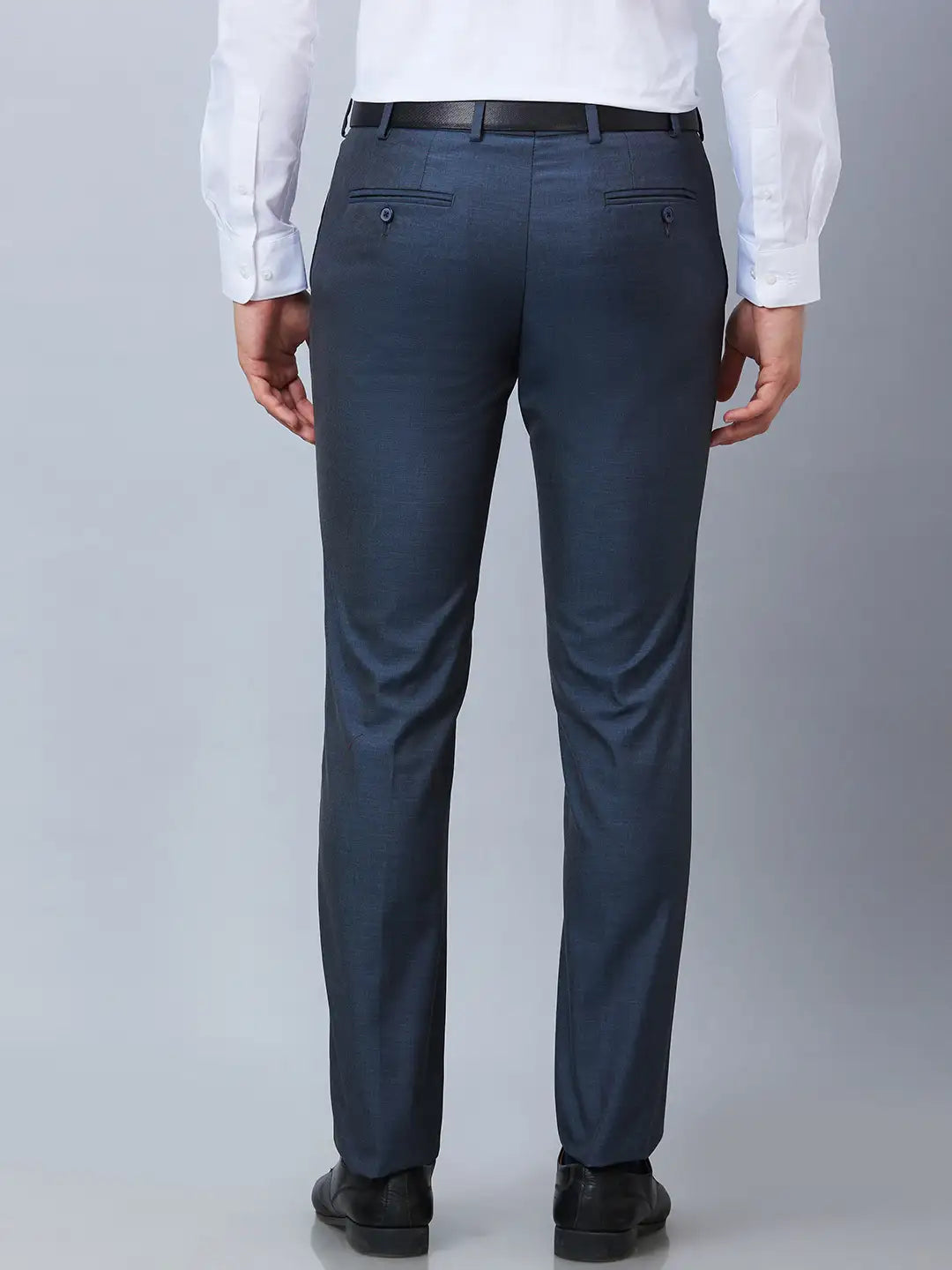 Raymond Men Grey Solid Slim Fit Polyester Blend Trousers