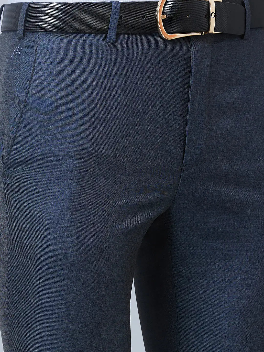 Raymond Men Grey Solid Slim Fit Polyester Blend Trousers