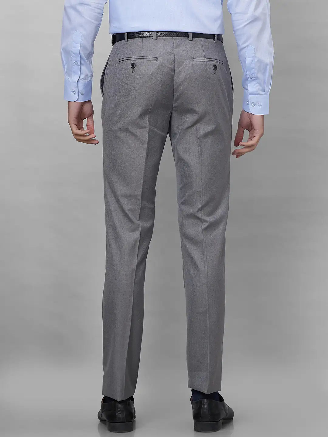 Raymond Men Grey Solid Slim Fit Polyester Blend Trouser