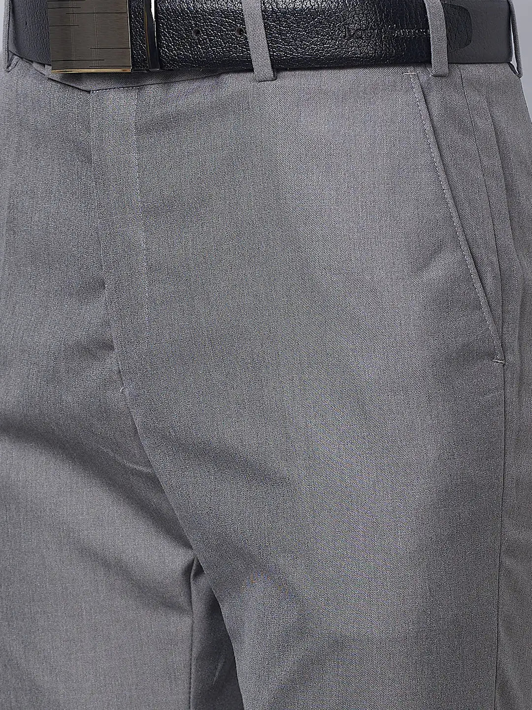 Raymond Men Grey Solid Slim Fit Polyester Blend Trouser