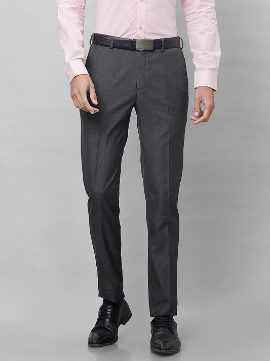 Raymond Men Grey Solid Slim Fit Polyester Blend Trouser
