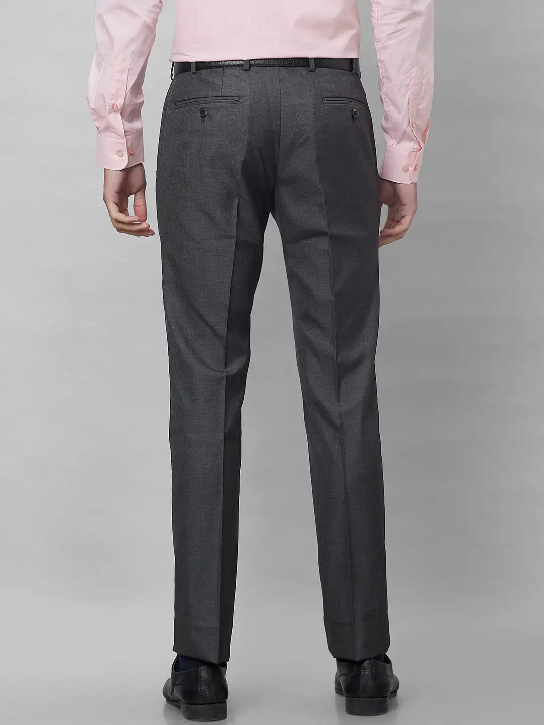 Raymond Men Grey Solid Slim Fit Polyester Blend Trouser