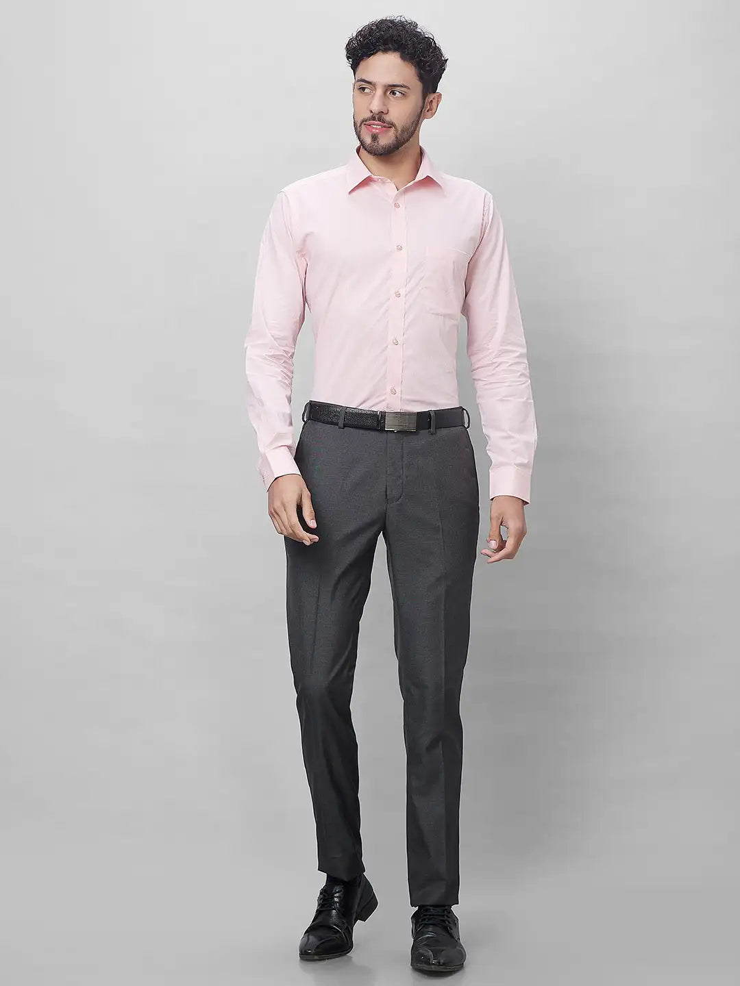 Raymond Men Grey Solid Slim Fit Polyester Blend Trouser