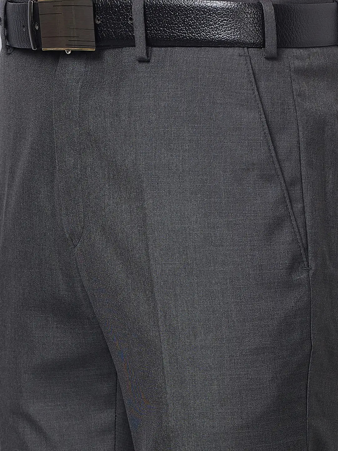 Raymond Men Grey Solid Slim Fit Polyester Blend Trouser
