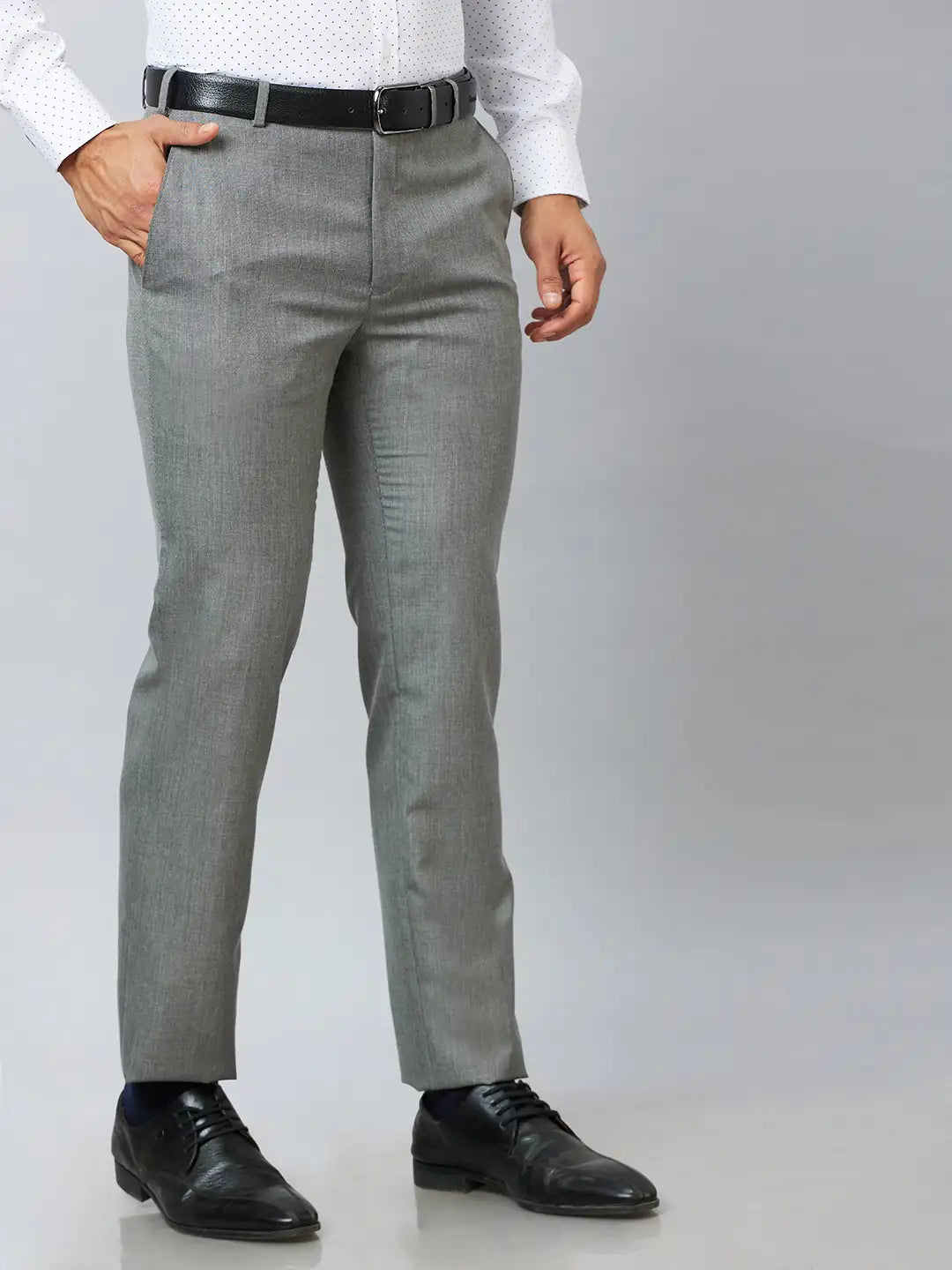 Raymond Men Brown Solid Slim Fit Polyester Blend Trousers