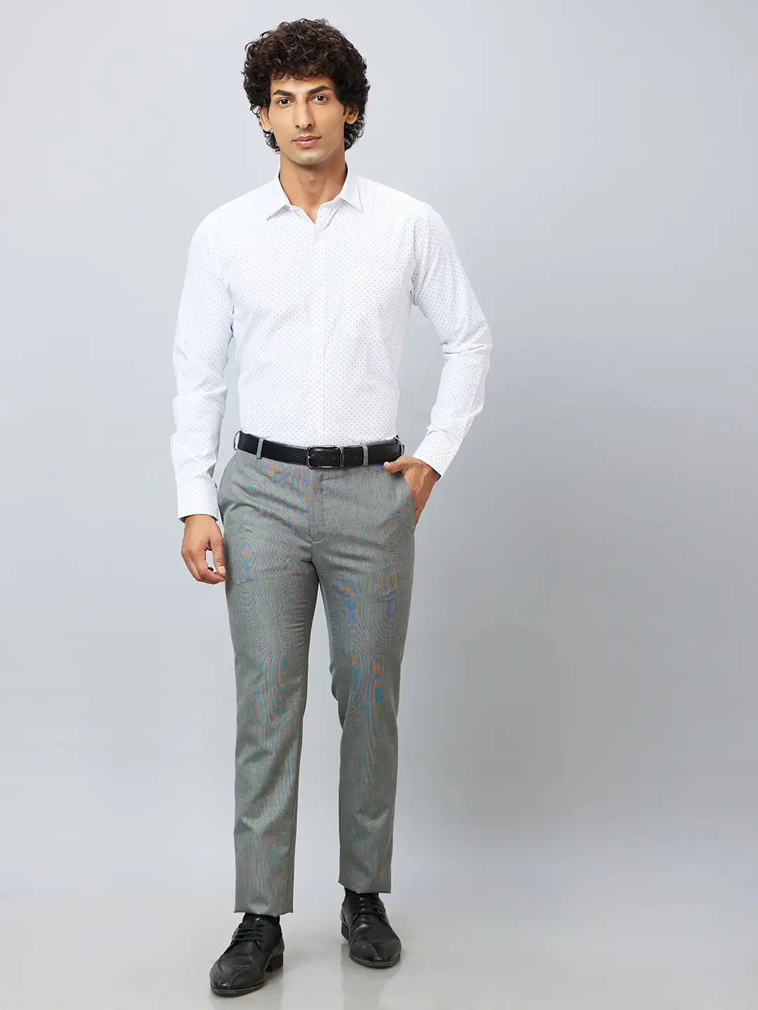 Raymond Men Brown Solid Slim Fit Polyester Blend Trousers