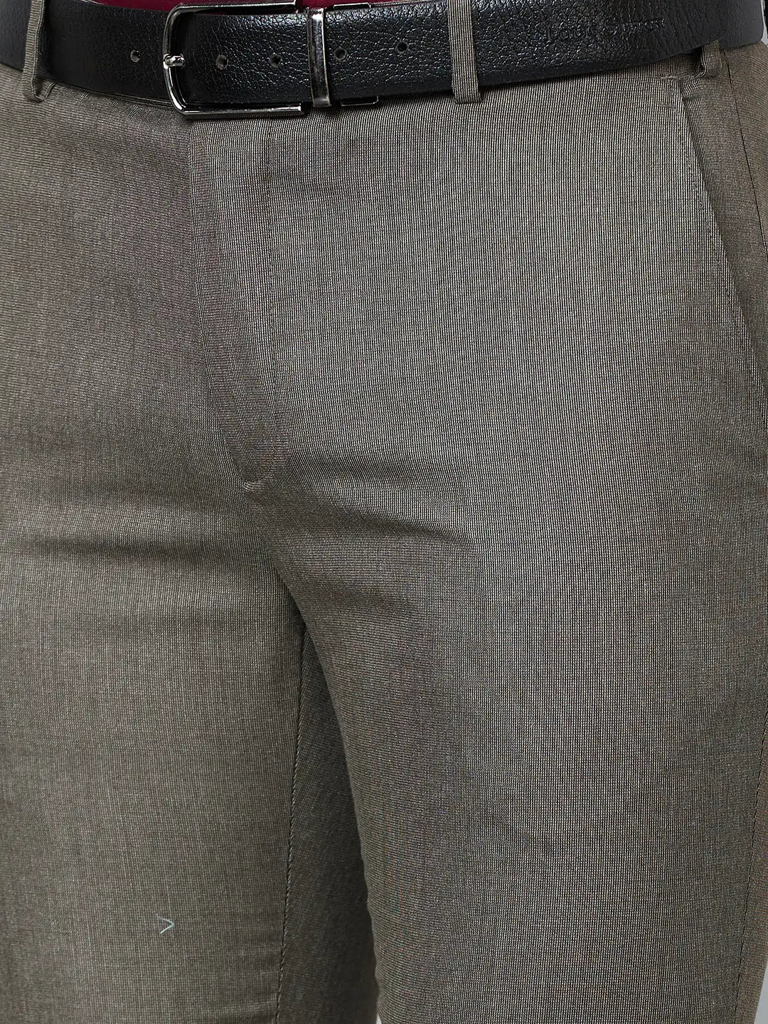 Raymond Men Grey Solid Slim Fit Polyester Blend Trousers