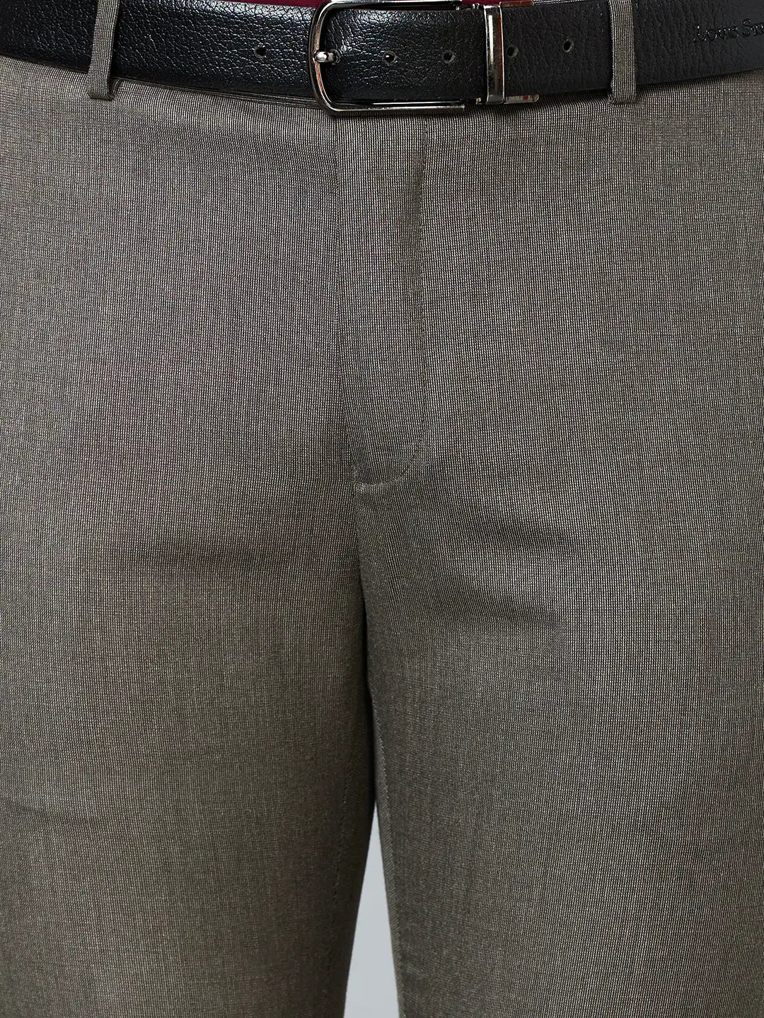 Raymond Men Grey Solid Slim Fit Polyester Blend Trousers