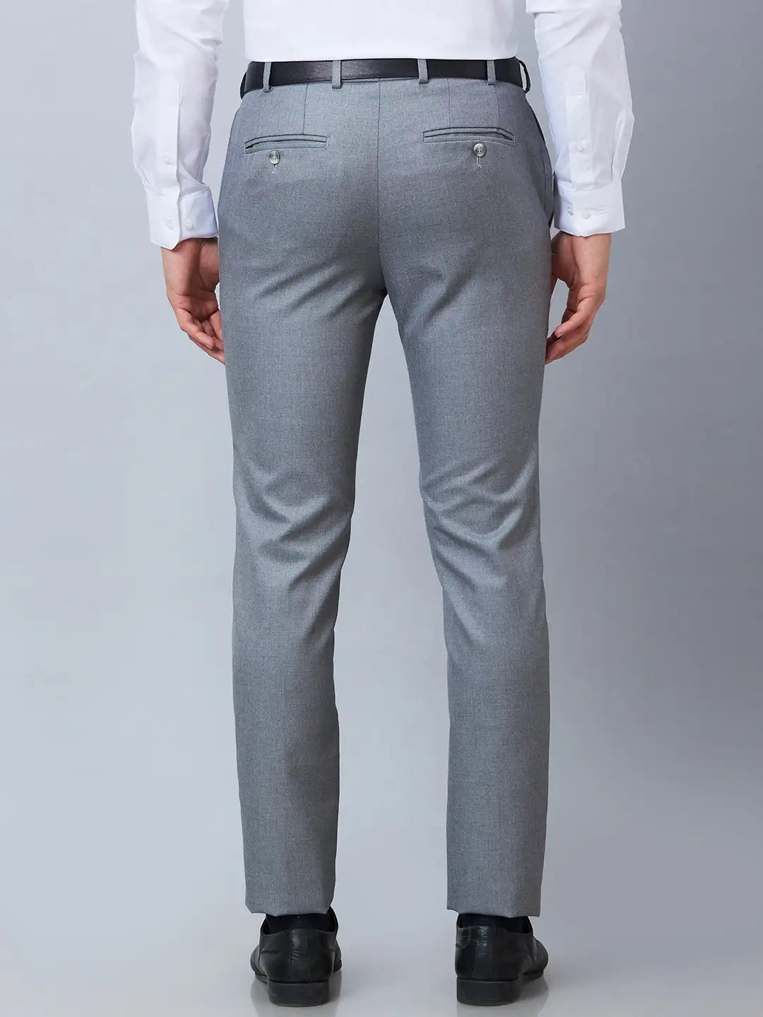 Raymond Men Blue Solid Slim Fit Polyester Blend Trousers