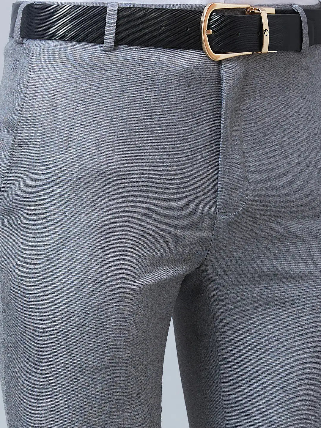 Raymond Men Blue Solid Slim Fit Polyester Blend Trousers