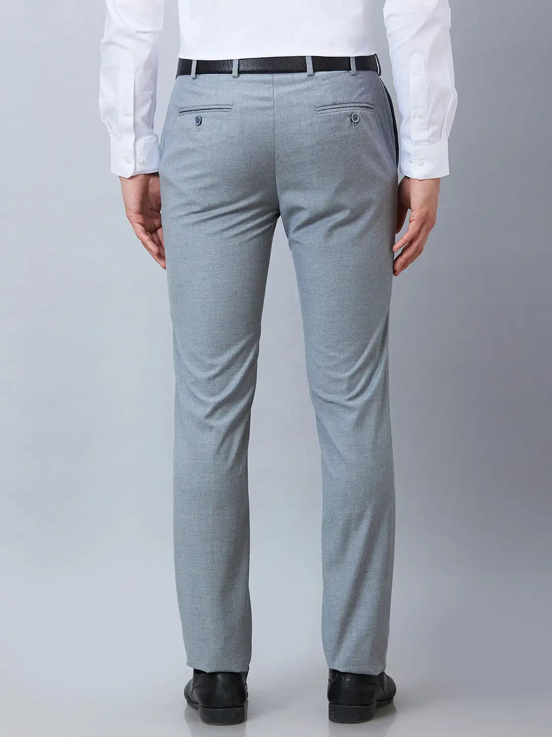 Raymond Men Black Checks Slim Fit Polyester Blend Trouser