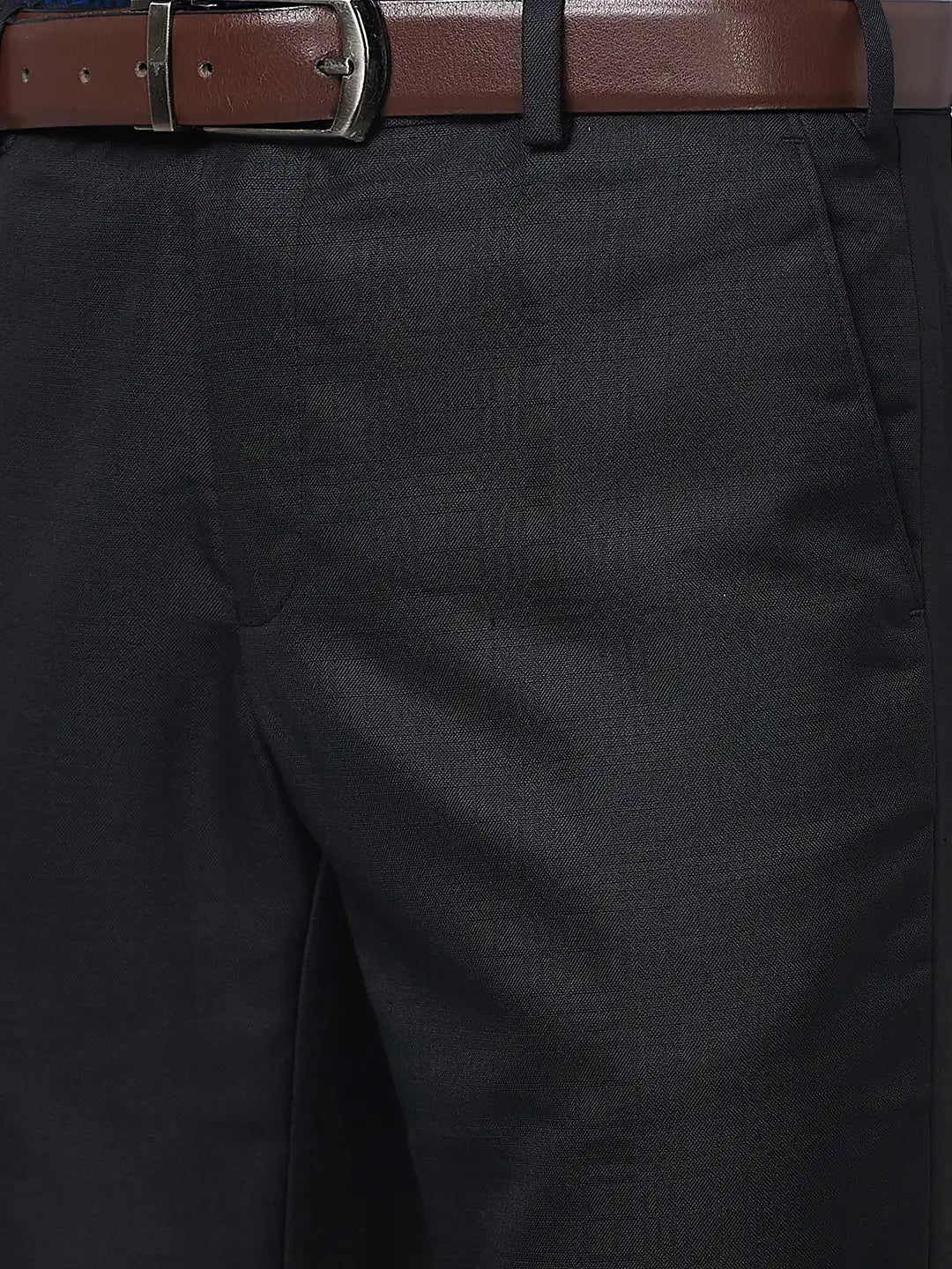 Raymond Men Brown Checks Slim Fit Polyester Blend Trouser