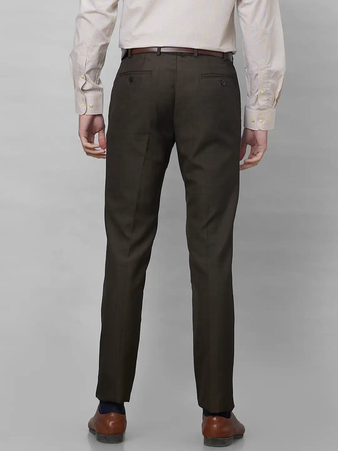 Raymond Men Grey Structure Slim Fit Polyester Blend Trouser