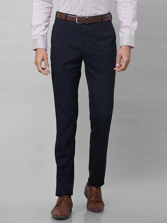 Raymond Men Blue Structure Slim Fit Polyester Blend Trousers MyRaymond