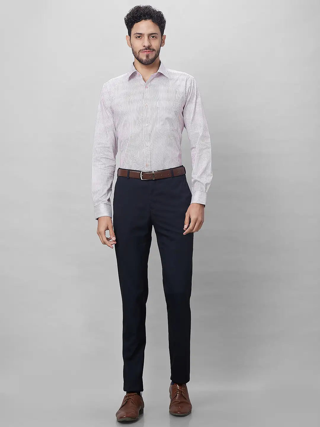 Raymond Men Grey Solid Slim Fit Polyester Blend Trouser