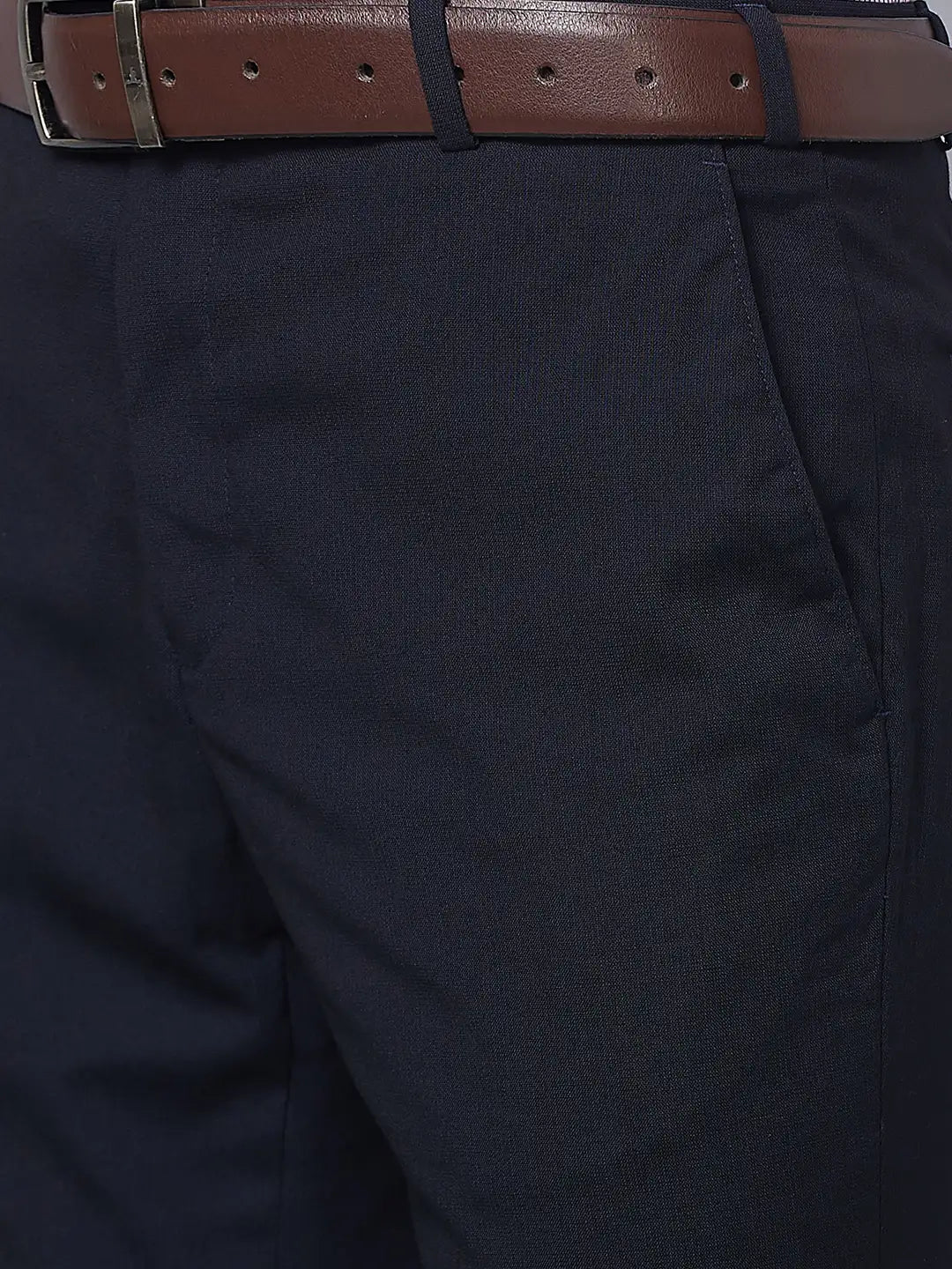 Raymond Men Grey Solid Slim Fit Polyester Blend Trouser