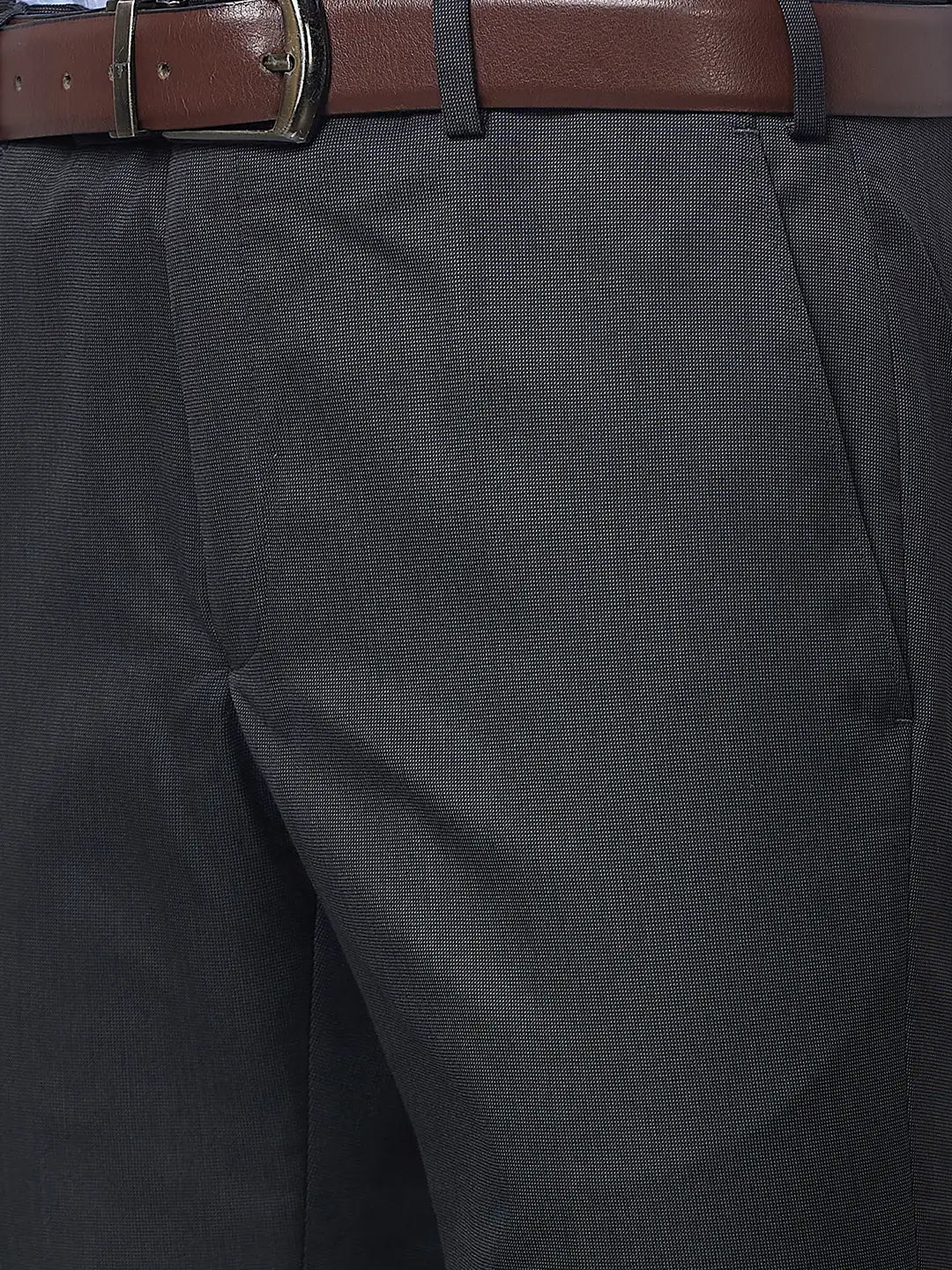 Raymond Men Black Solid Slim Fit Polyester Blend Trouser