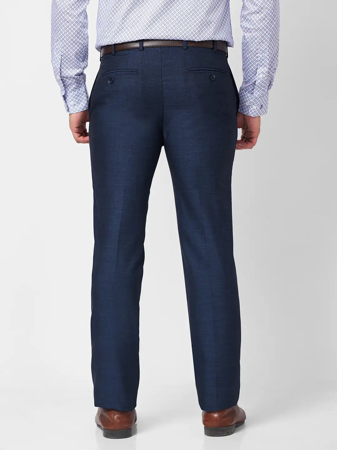 Raymond Men Fawn Solid Slim Fit Polyester Blend Trouser