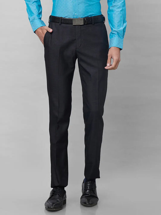 Raymond Men Grey Checks Slim Fit Polyester Blend Trouser