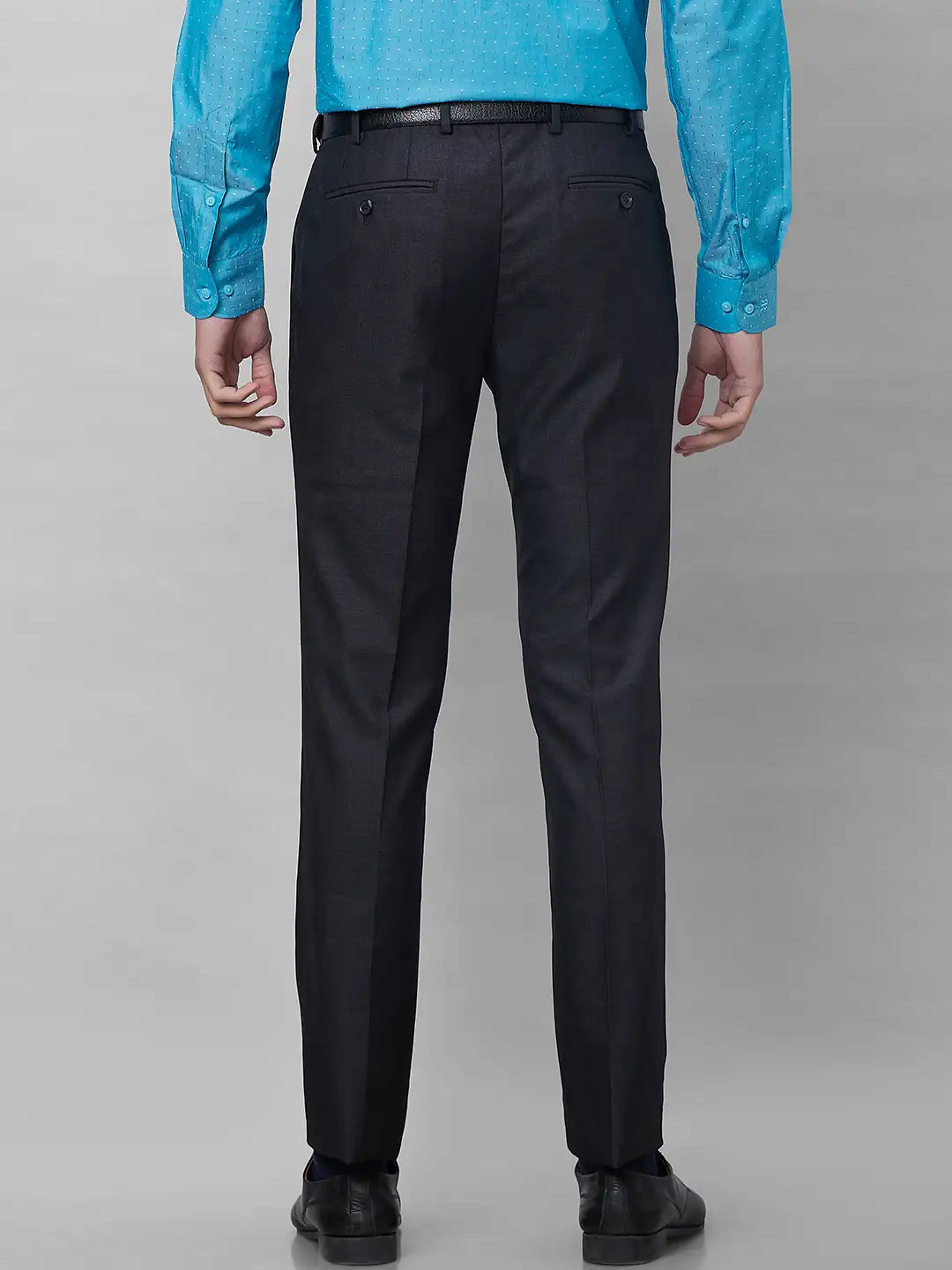 Raymond Men Grey Checks Slim Fit Polyester Blend Trouser