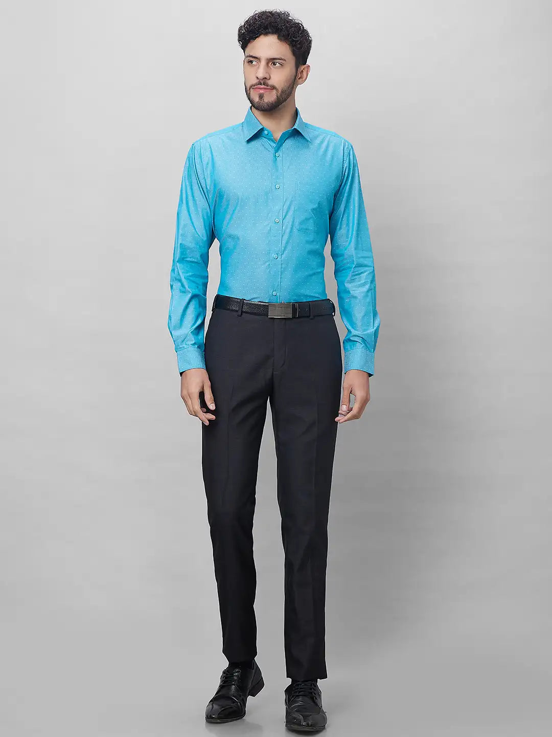 Raymond Men Grey Checks Slim Fit Polyester Blend Trouser