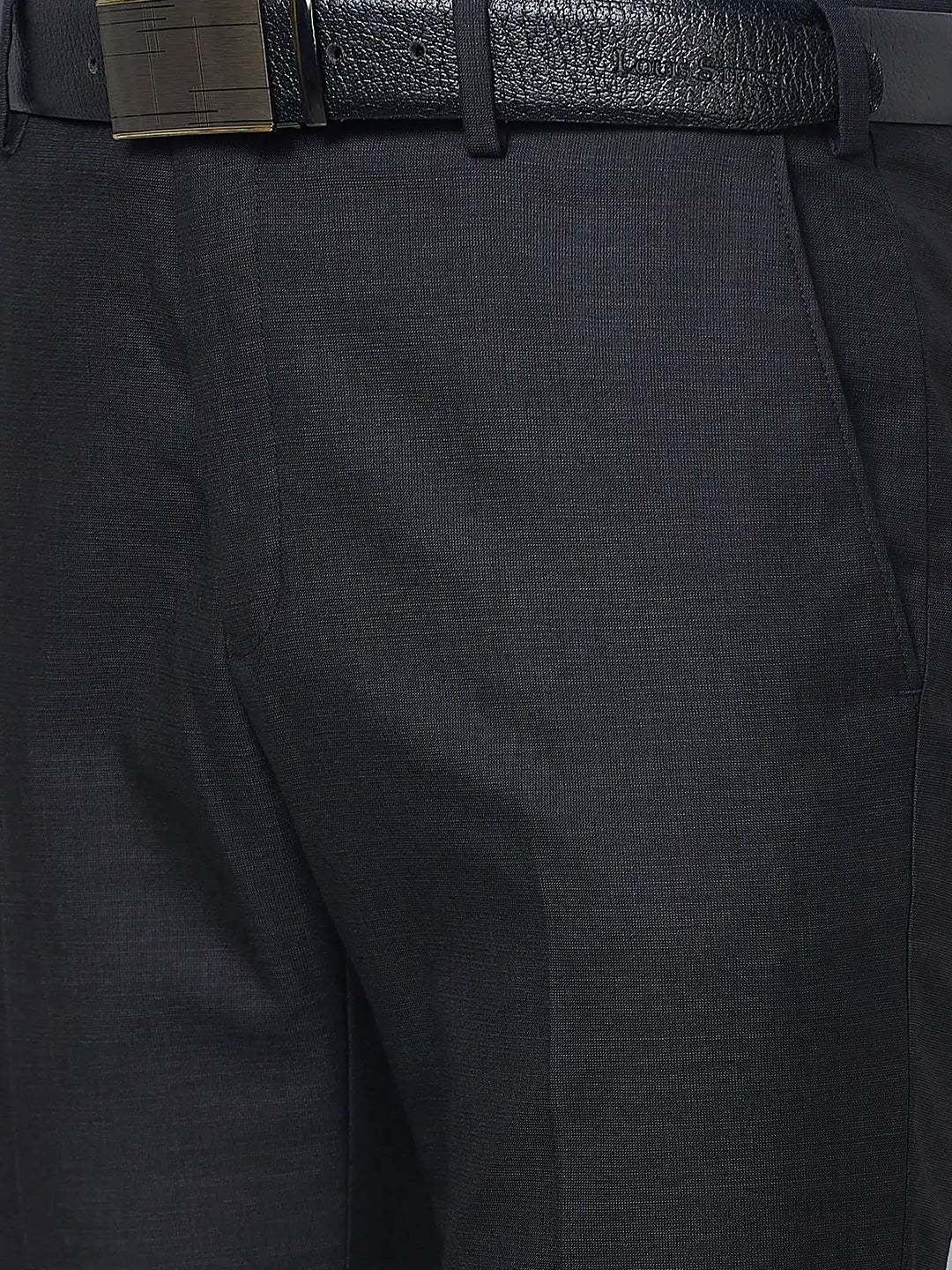 Raymond Men Grey Checks Slim Fit Polyester Blend Trouser