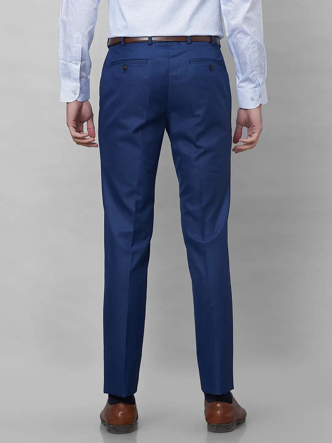 Raymond Men Grey Solid Slim Fit Polyester Blend Trouser