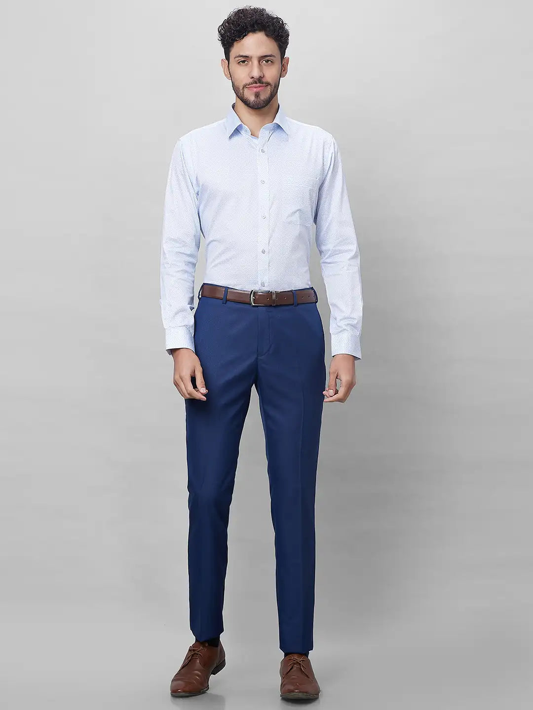 Raymond Men Grey Solid Slim Fit Polyester Blend Trouser