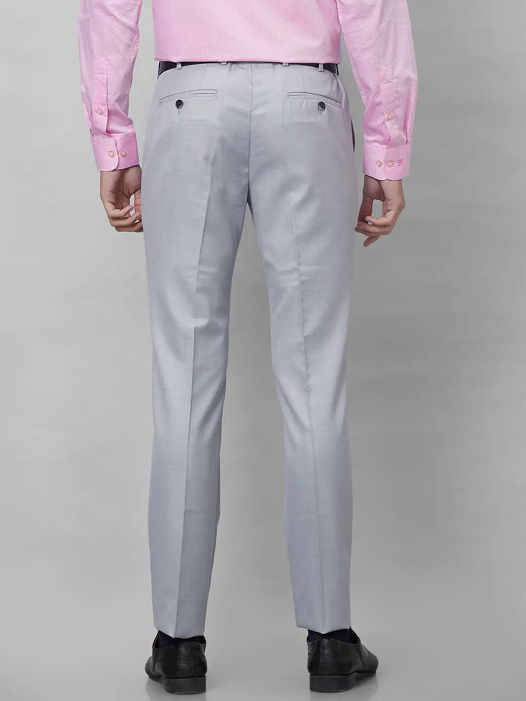 Raymond Men Grey Solid Slim Fit Polyester Blend Trouser