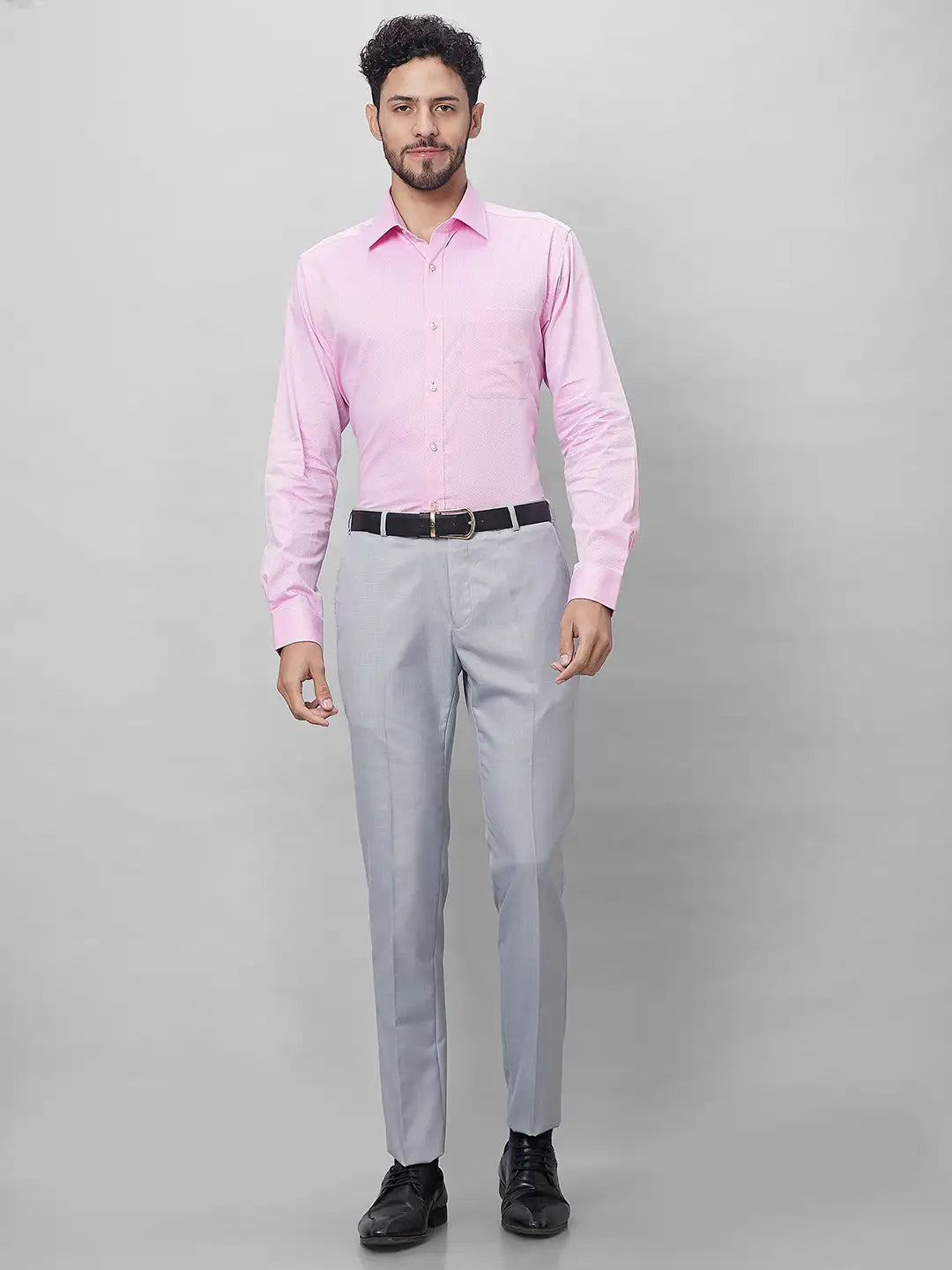 Raymond Men Grey Solid Slim Fit Polyester Blend Trouser