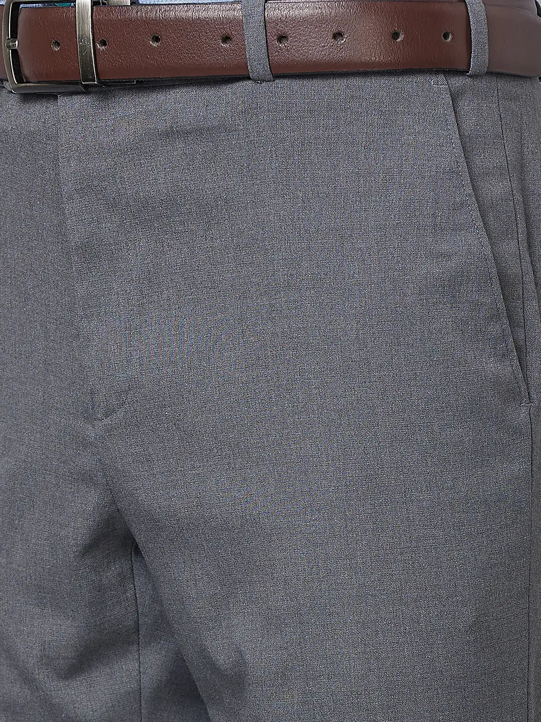 Raymond Men Cream Solid Slim Fit Polyester Blend Trouser