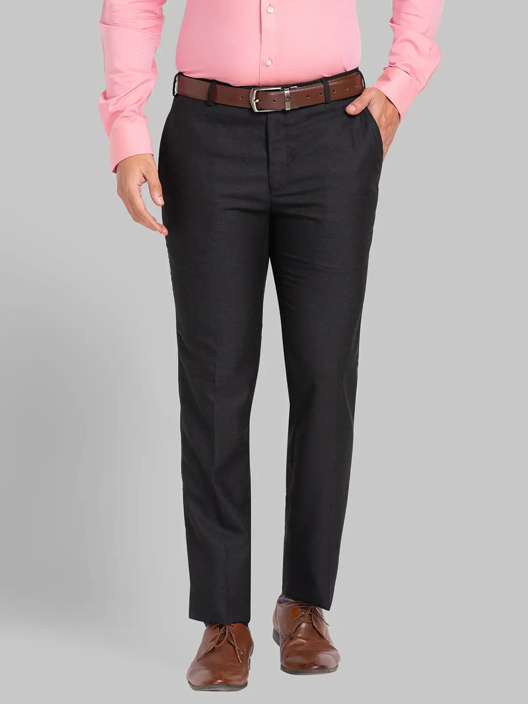 Raymond Men Blue Structure Slim Fit Polyester Blend Trousers