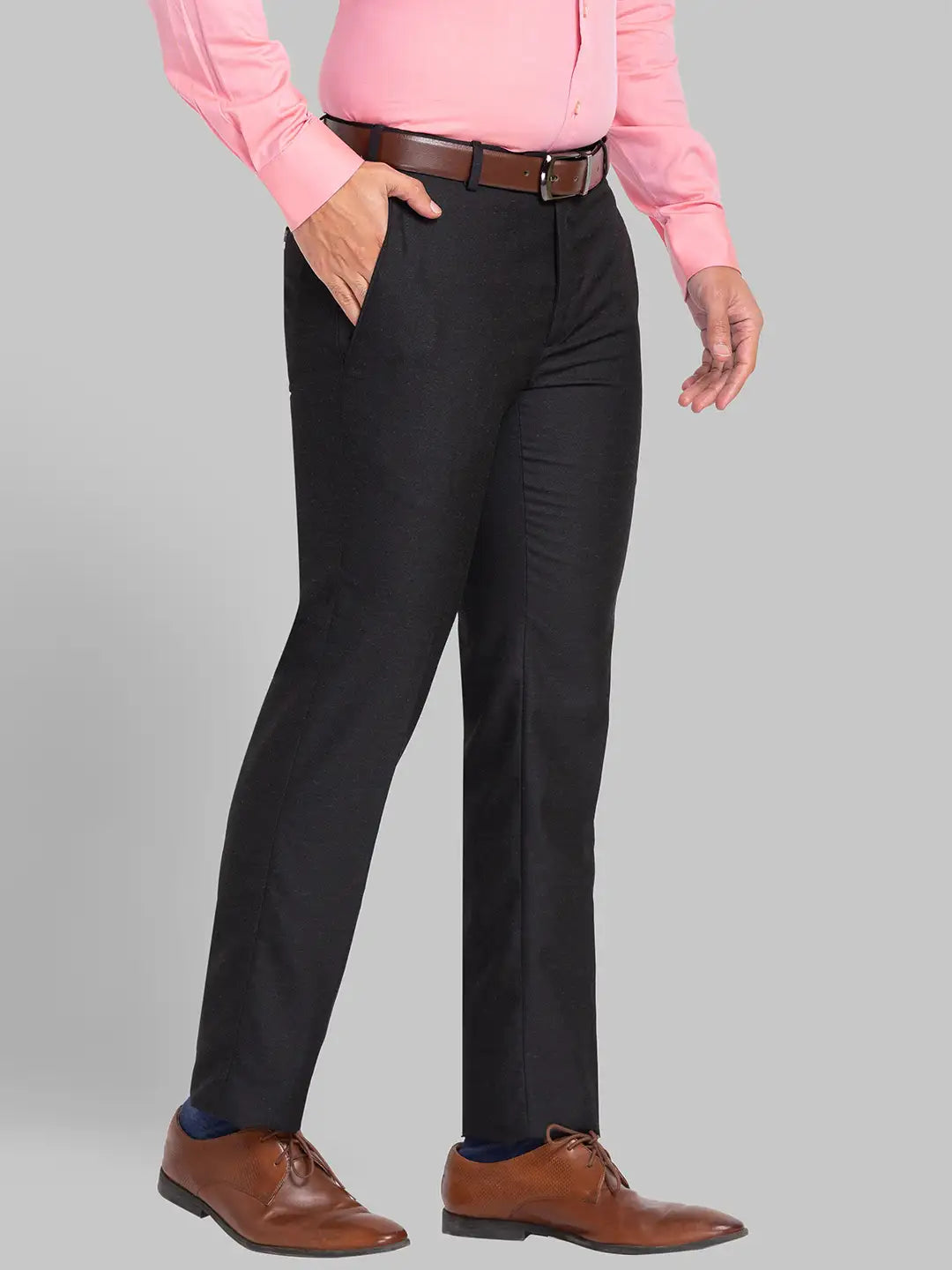 Raymond Men Blue Structure Slim Fit Polyester Blend Trousers