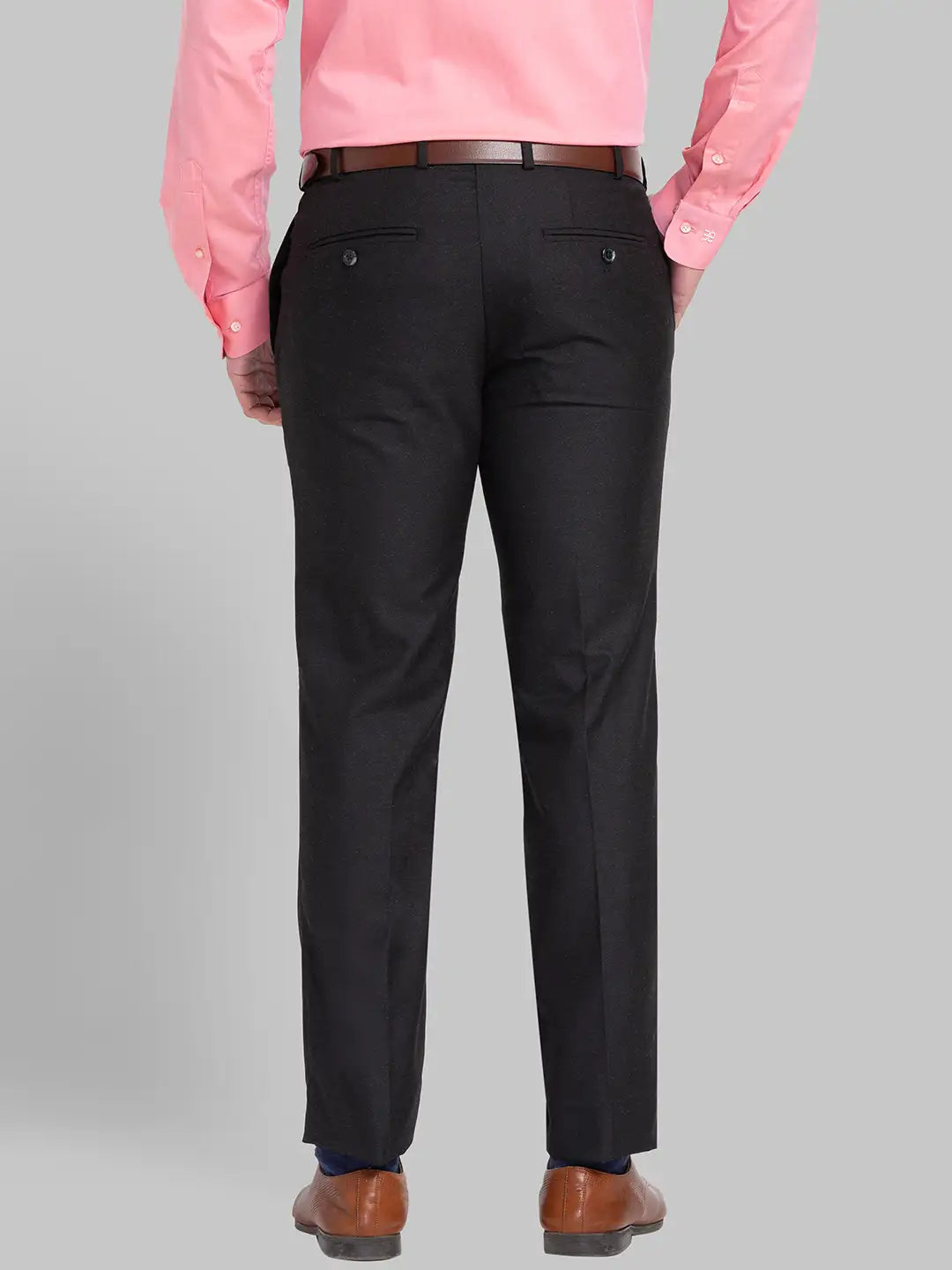 Raymond Men Black Structure Slim Fit Polyester Blend Trousers MyRaymond