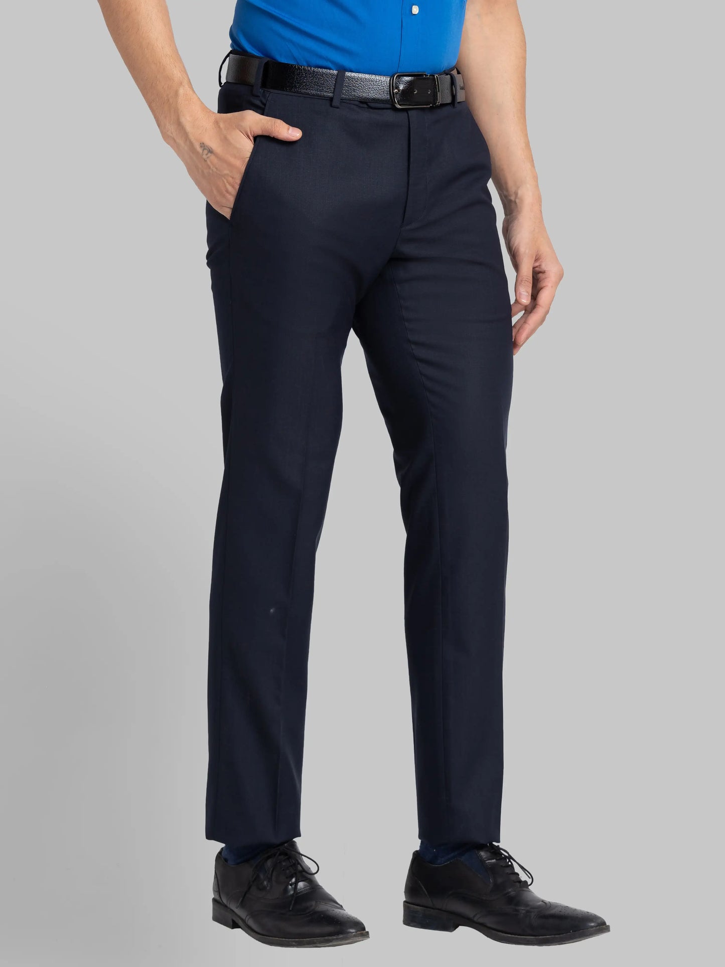 Raymond Men Brown Slim Fit Structure Polyester Trousers
