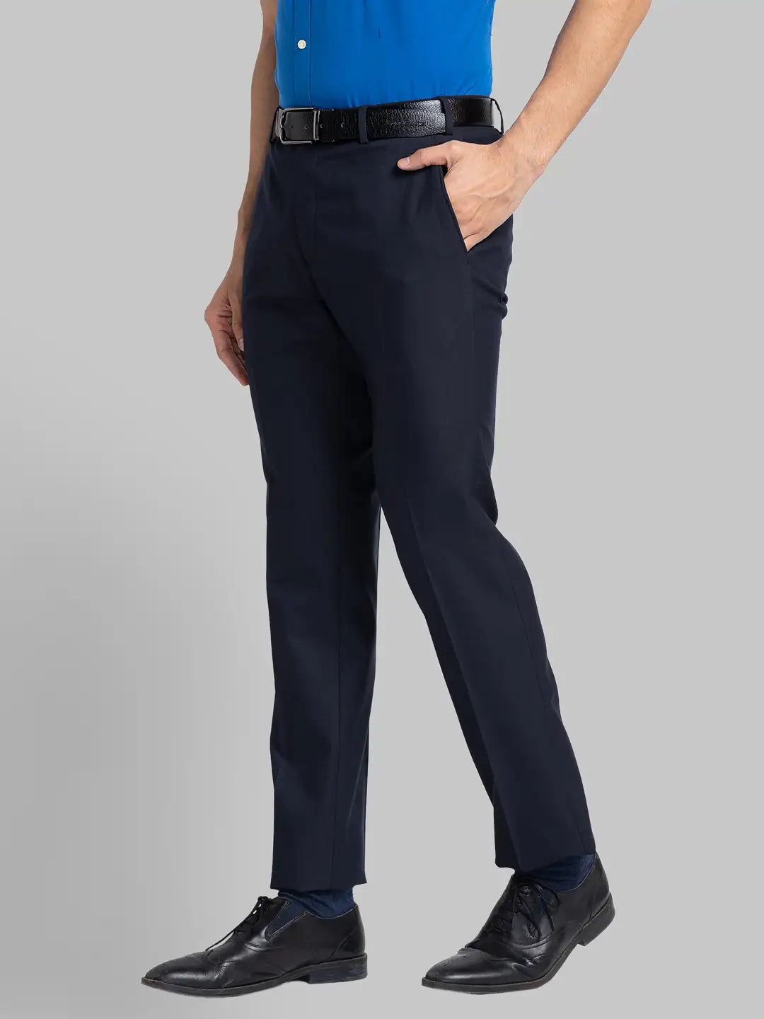 Raymond Men Brown Slim Fit Structure Polyester Trousers