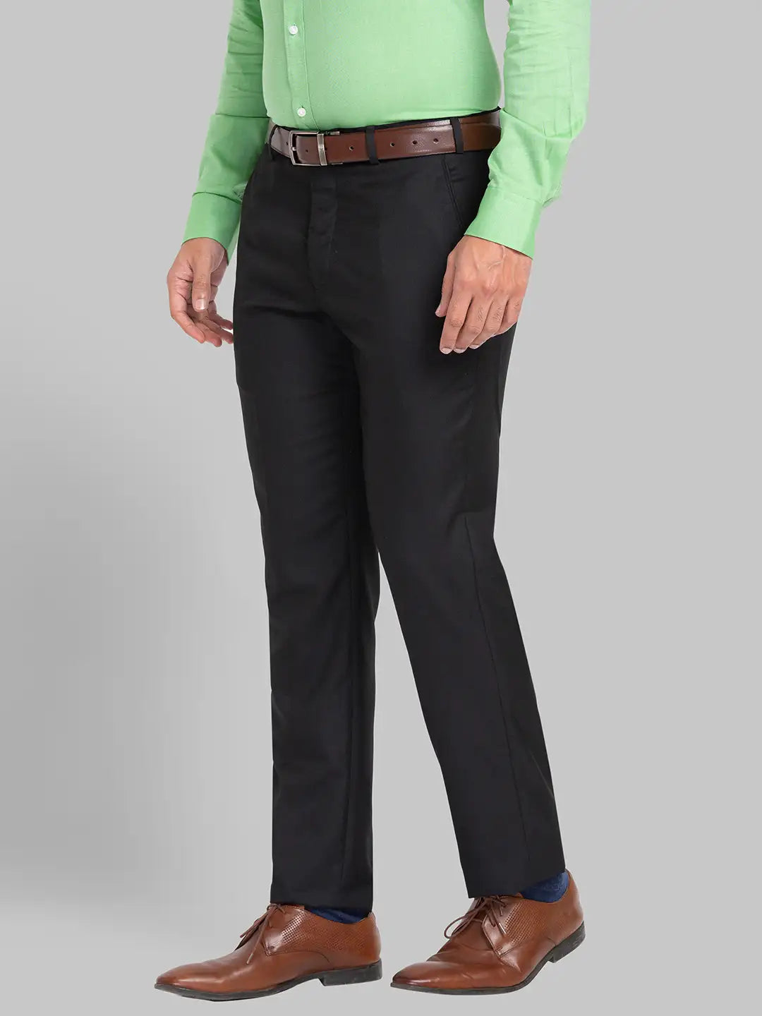 Raymond Men Brown Slim Fit Structure Polyester Trousers