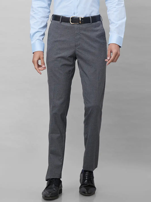 Raymond Men Black Structure Slim Fit Polyester Blend Trouser