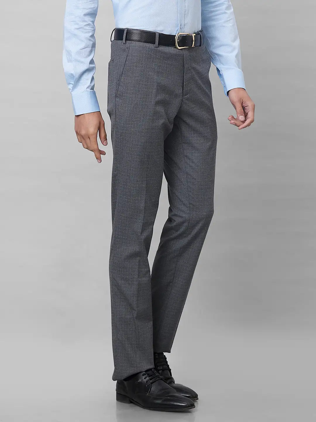 Raymond Men Black Structure Slim Fit Polyester Blend Trouser