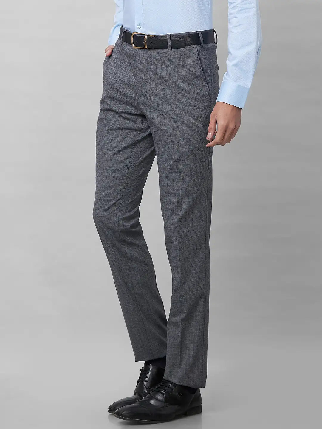 Raymond Men Black Structure Slim Fit Polyester Blend Trouser