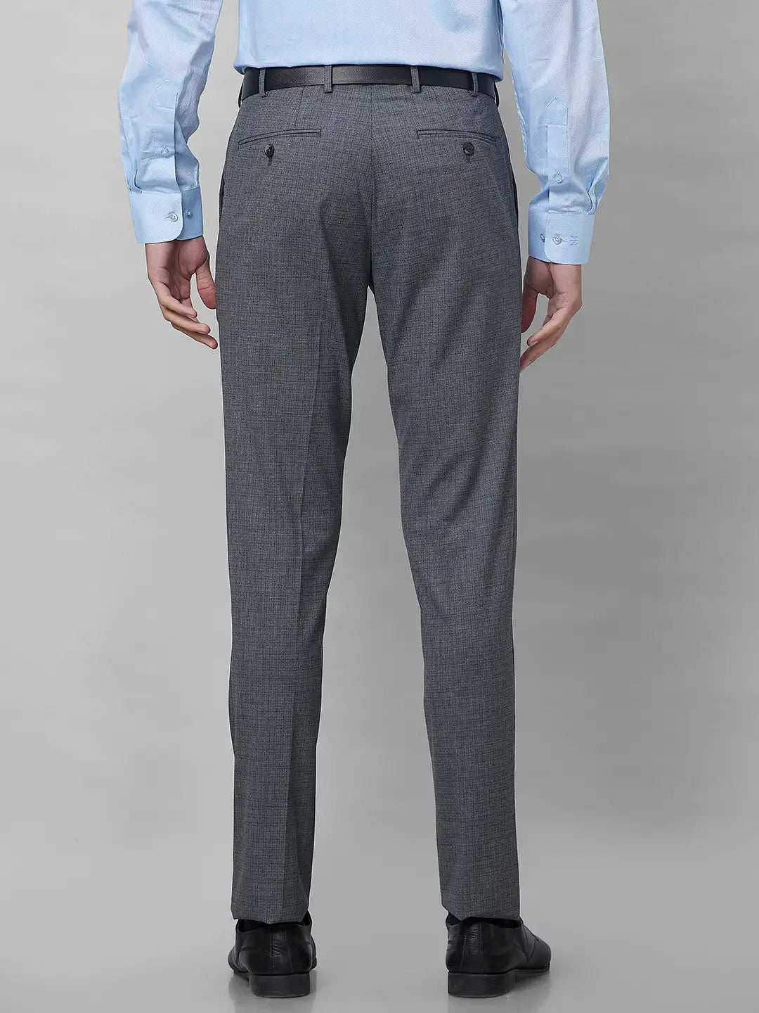 Raymond Men Black Structure Slim Fit Polyester Blend Trouser