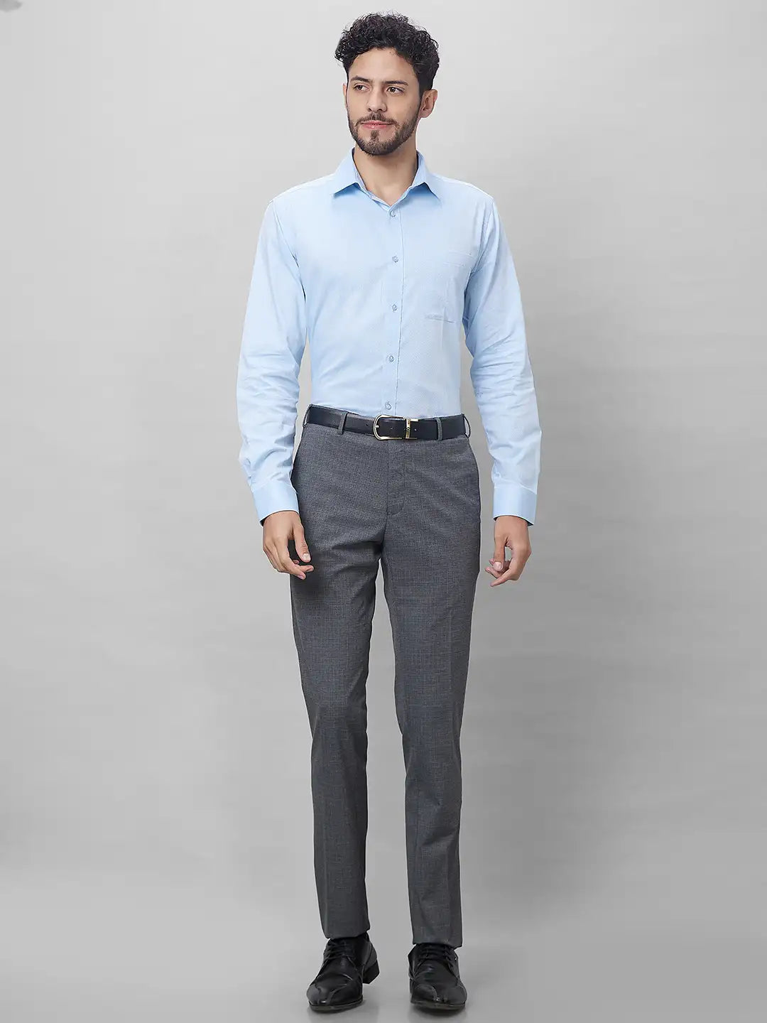 Raymond Men Black Structure Slim Fit Polyester Blend Trouser