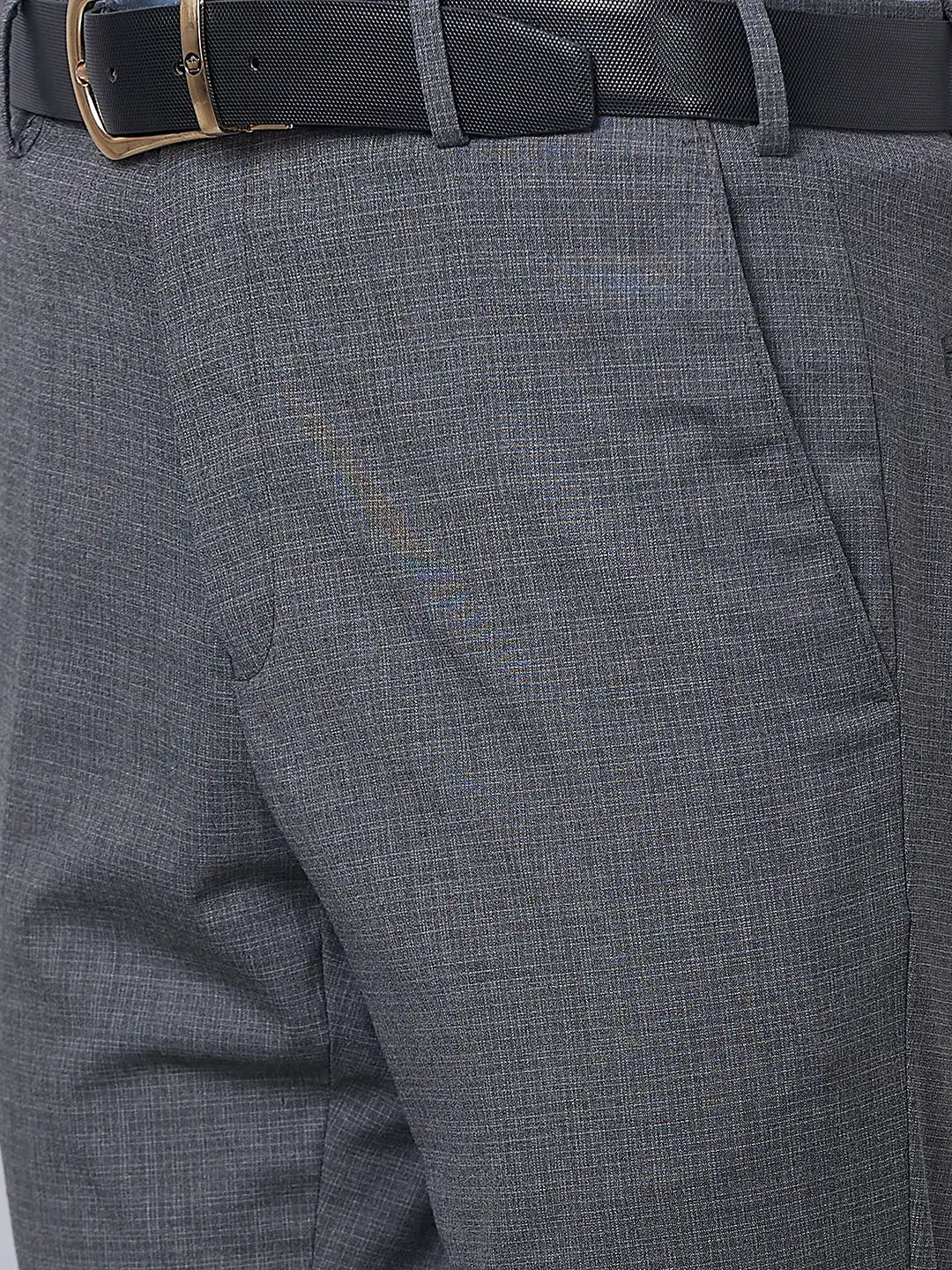 Raymond Men Black Structure Slim Fit Polyester Blend Trouser