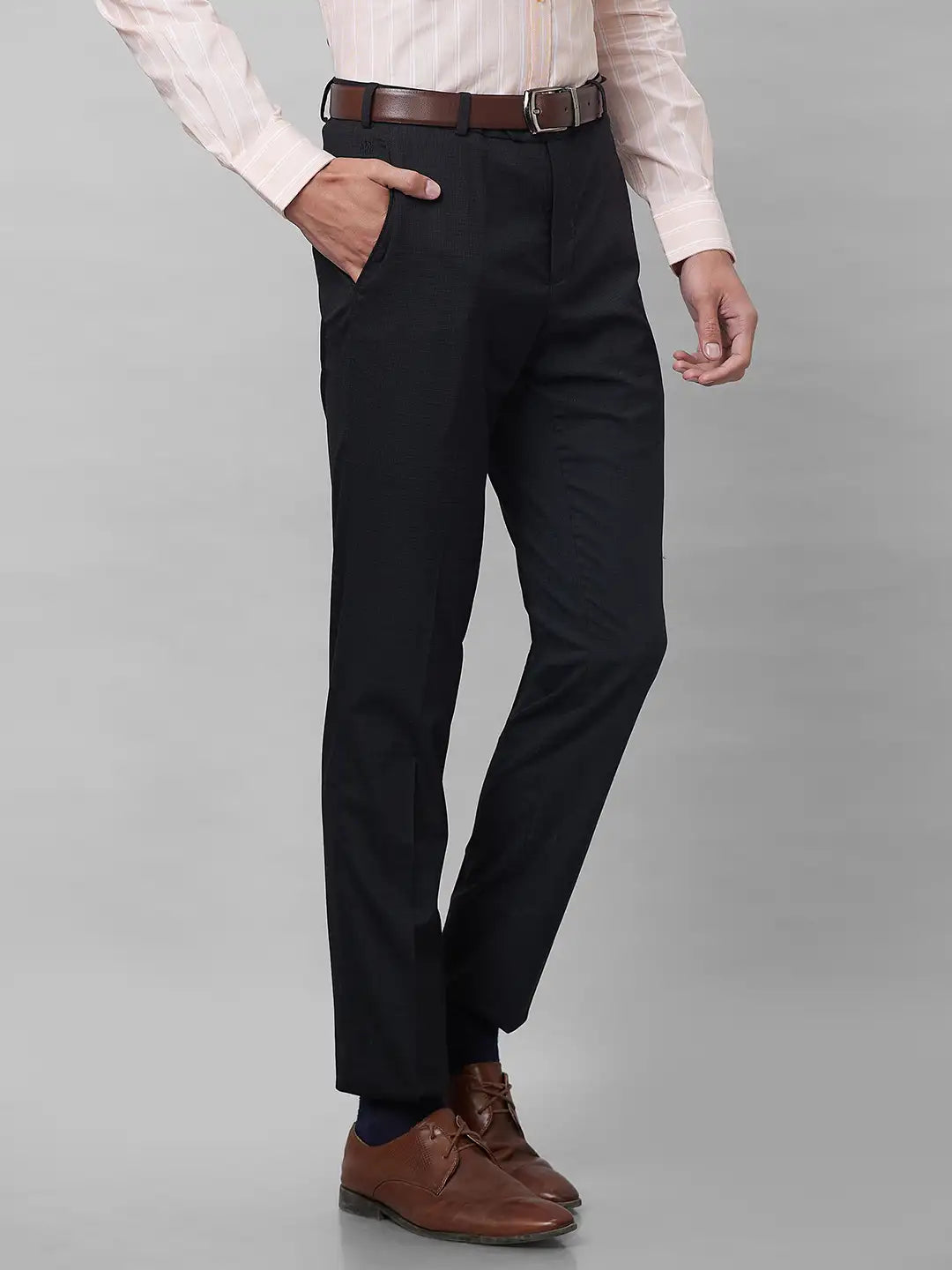 Raymond Men Blue Structure Slim Fit Polyester Blend Trouser