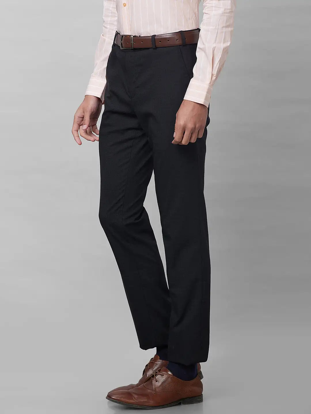 Raymond Men Blue Structure Slim Fit Polyester Blend Trouser