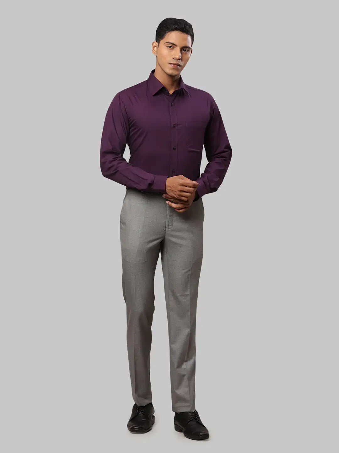 Men Slim Fit Grey Trouser