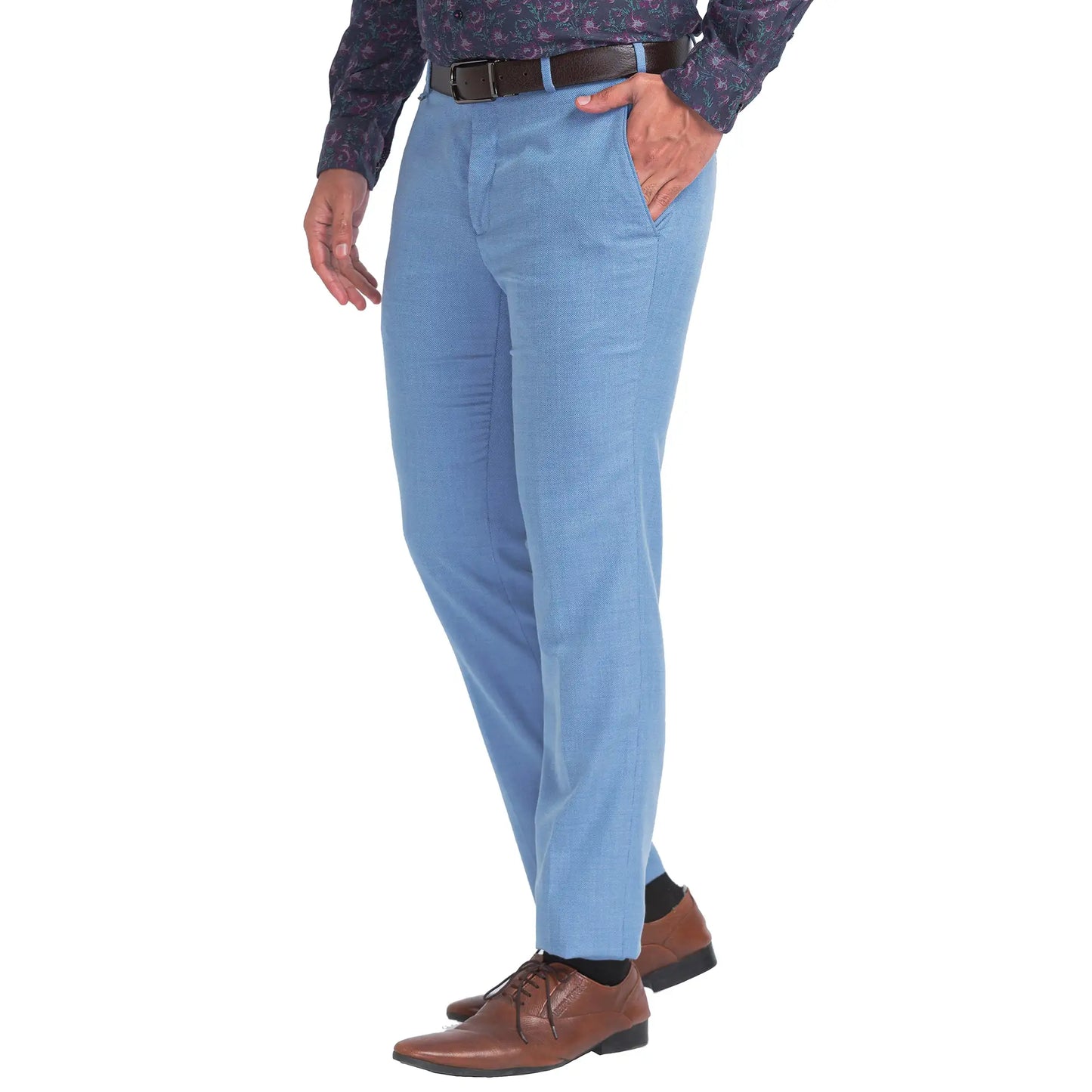 Men Contemporary Fit Blue Trouser
